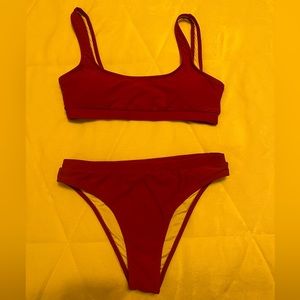 Red Two Piece Bathing Suit